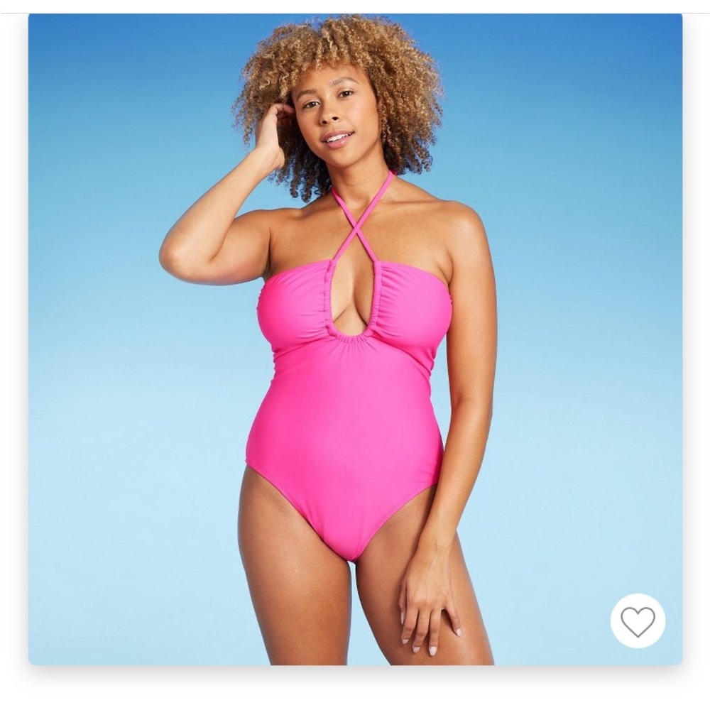 Pink one piece bathing suit